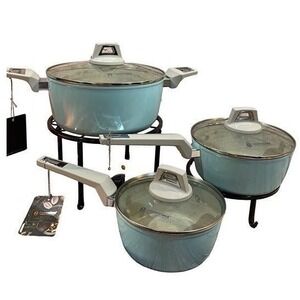 Master Class 6 Pc. Cookware set With Vented‎ Lids Pale Blue New With Tags
